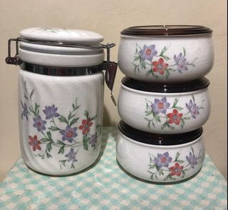Vintage jar and canister w/ floral design