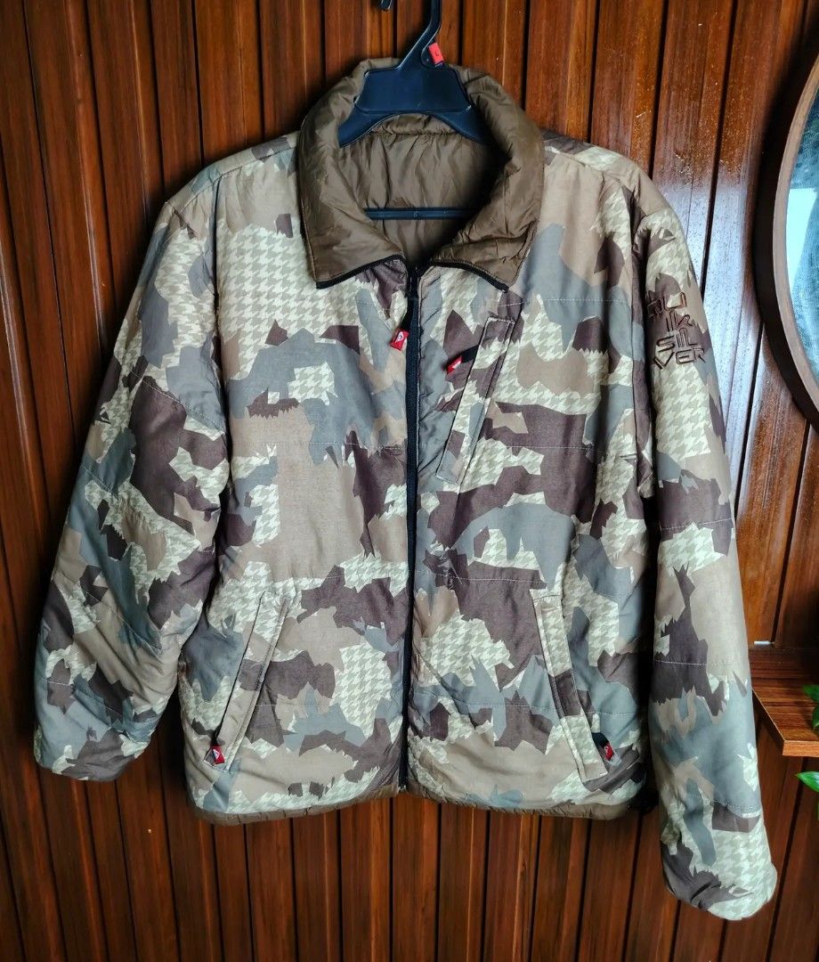 Vintage Quiksilver Stone Camo Reversible Puffer Down Jacket