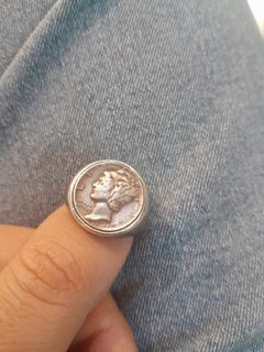 Vintage usa silver 1945 mercury silver coin ring