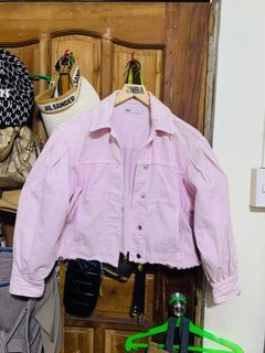 ZARA Cropped Womens Denim Jacket Purple