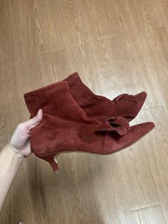 ZARA suede heeled ankle boots