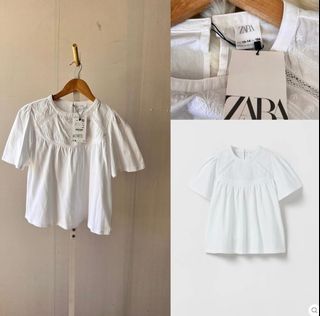 Zara white embroidered top