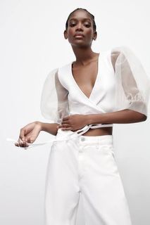 Zara White Organza Sleeve Top