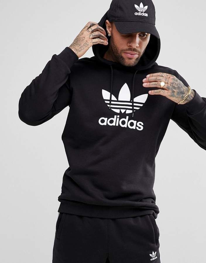 ADIDAS Men s Trefoil Hoodie CW1240 Black