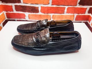 Aldo Brue Black Loafers Driving Shoes Made in Italy