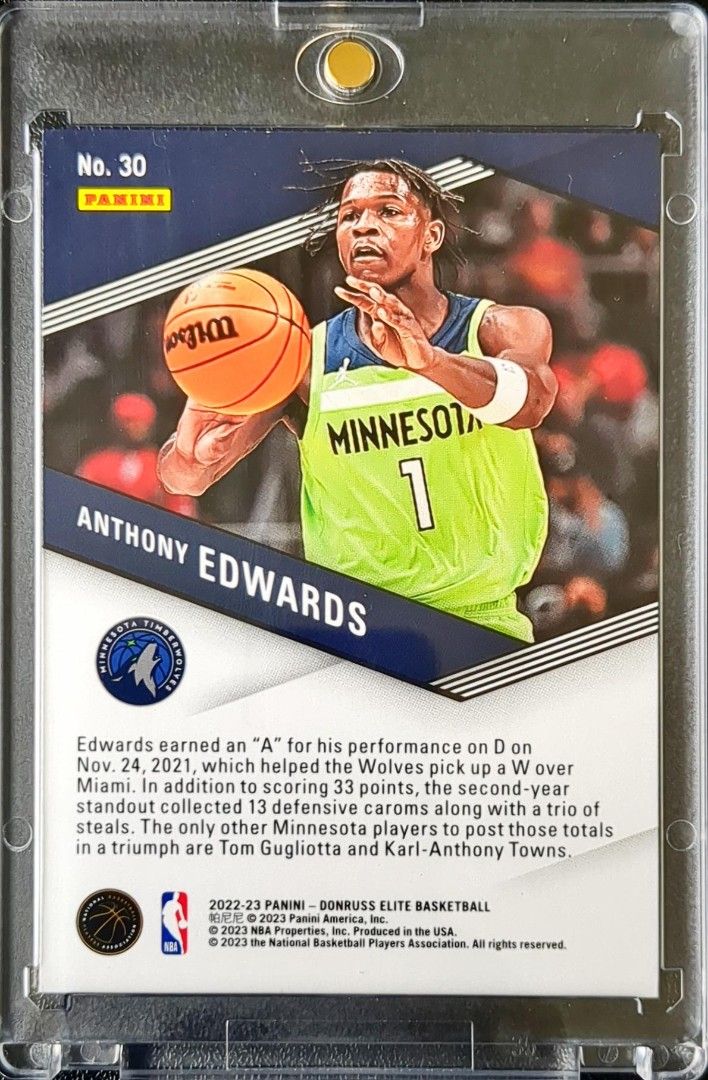 Anthony Edwards 2022-23 Donruss Elite Spellbound, Hobbies & Toys ...