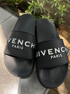 AUTHENTIC Givenchy Women's Black Logo Rubber Slide Sandals Size EU 38/US 8