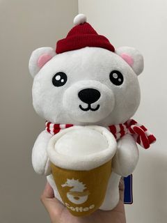 Bear with coffee stuffed toy from Hong Kong Ocean Park