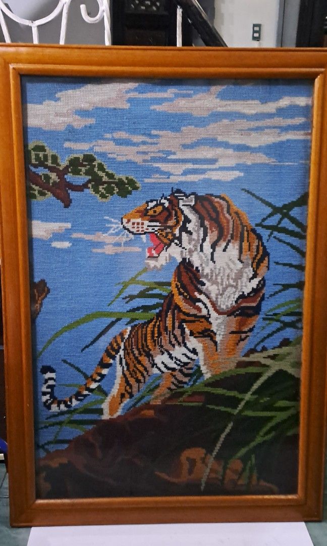 Big Wall Frame Tiger cross stitch made (Category: Frames & Pictures) located in Quezon City. Submitted by chrisconradbautista (Listing ID 1304565532, Image 1). Description: Sale sale Sale Big Wall Frame "Year of the Tiger" Stitch 34.5" Length X 50" Height Solid wood frame , thick glass front Holder ,, made. Of brass In very good condition Available shipping fee not included.