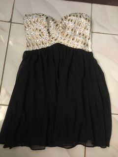 Black & white tube party mini dress