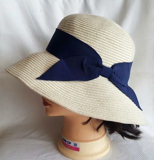 Blue Ribbon Bow Sun Hat