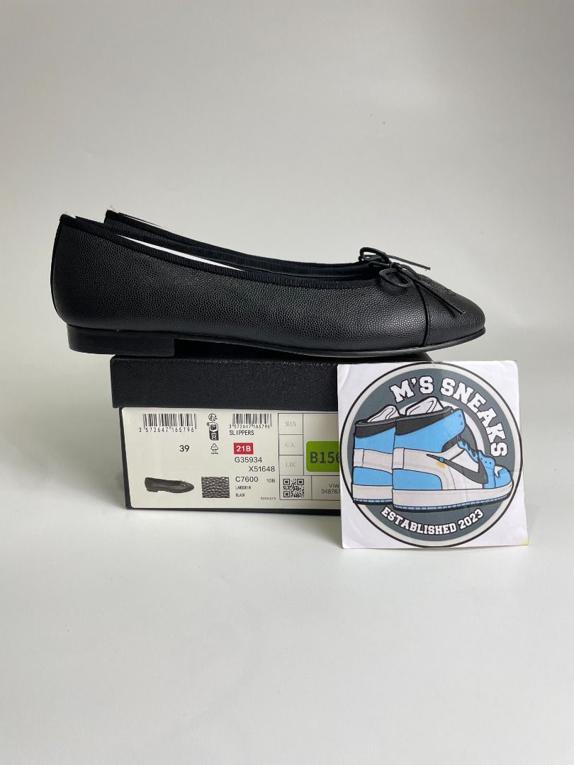 Chanel Ballet Flats (Black) (Category: Flats & Sandals) located in Manila. Submitted by mssneaks2023 (Listing ID 1304604260, Image 1). Description: 𝑷𝑹𝑬-𝑶𝑹𝑫𝑬𝑹‼️ 𝑬𝑻𝑨: 1-2 𝑾𝑬𝑬𝑲𝑺 𝑨𝑭𝑻𝑬𝑹 𝑸𝑪 Chanel Ballet Flats (Made to order) - Actual pictures posted. Size: Made to order, (at least 1 week) waiting. Please be patient. BRAND NEW ‼️ 500 minimum up to 50% downpayment for pre-order to avoid flaking. DM for inquiries 📩 MONEYBACK IF YO