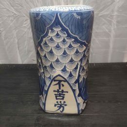 Chinese Blue Grey Handmade Ceramic Pottery Owl Vase