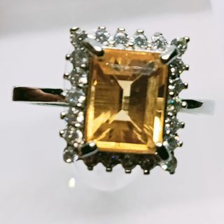 CITRINE Emerald-Cut Ring. Adjustable ring.