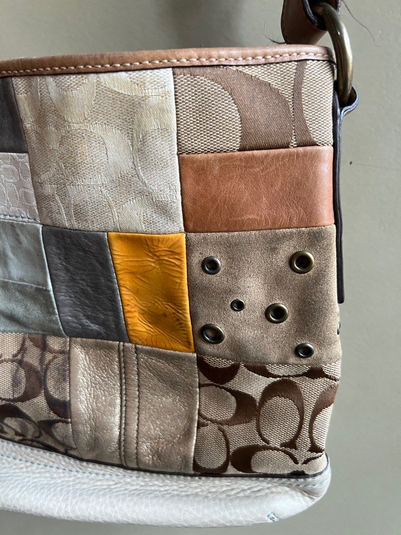 COACH Patchwork shoulder/crossbody bag (Category: Shoulder Bags) located in Bulacan. Submitted by stashandstuff (Listing ID 1304502857, Image 3). Description: Condition: 7/10 Some stains and marks on leather as shown in pictures Width: 11” Height: 11” .