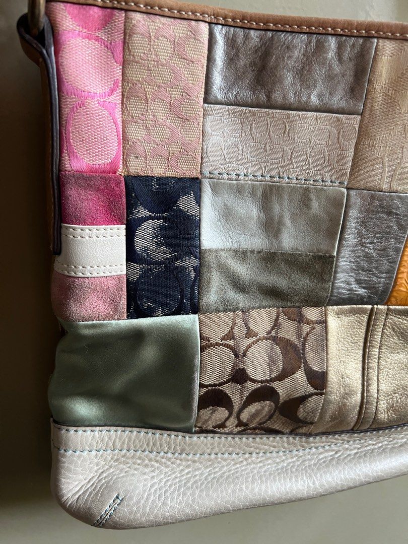 COACH Patchwork shoulder/crossbody bag (Category: Shoulder Bags) located in Bulacan. Submitted by stashandstuff (Listing ID 1304502857, Image 2). Description: Condition: 7/10 Some stains and marks on leather as shown in pictures Width: 11” Height: 11” .