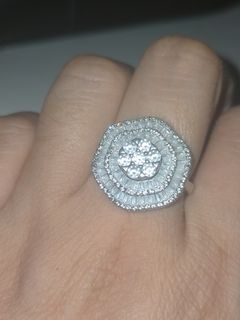 Diamond Cluster Ring size 7 FHSWS 925 Sterling Silver