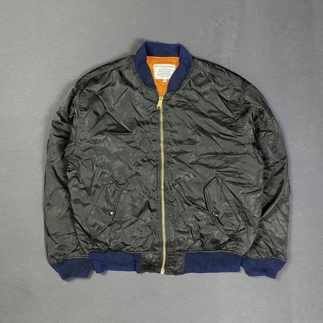 Fly Man Military Jacket Bomber (Category: Coats, Jackets and Outerwear) located in Cabanatuan. Submitted by jamaicac (Listing ID 1304504794, Image 1). Description: size EL or XL width - 25 inch Length - 28 inch solid as new .