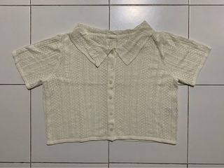 GU Cream Knit/Lace Buttondown