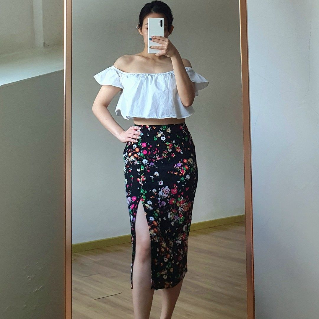 Floral pencil skirt h&m cheap