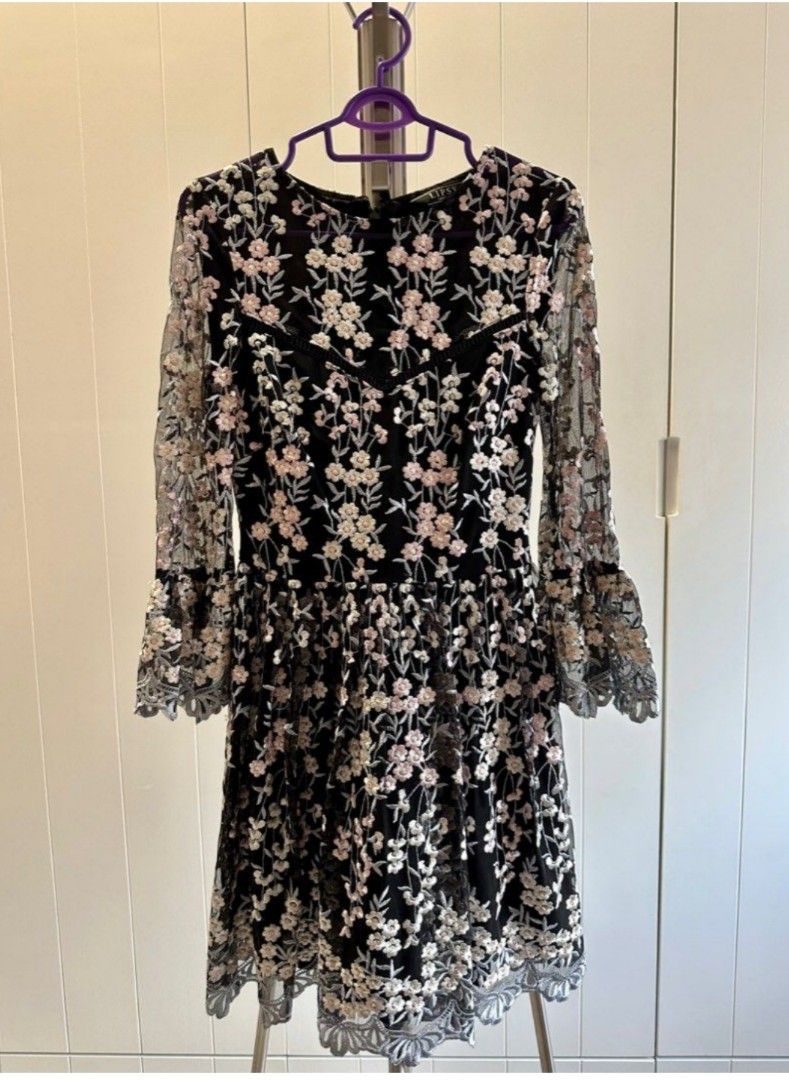 Lipsy London Embroidered Flowery Lace Dress