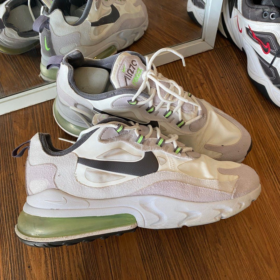 Nike Air Max 270 React White Grey Electric Green Original Murah not Am 1 90 92 95 96 97 98 Gundam 200 500 720 sneakers second market Fesyen Pria Sepatu Sneakers di Carousell