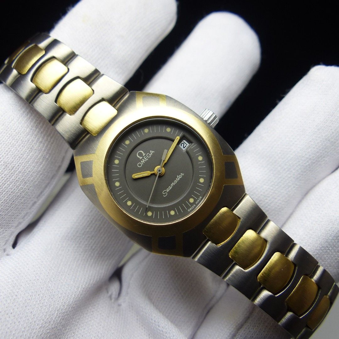 Omega Seamaster Polaris Titane ladies titanium and 18K gold quartz watch Ref 5960053 Cal 1380