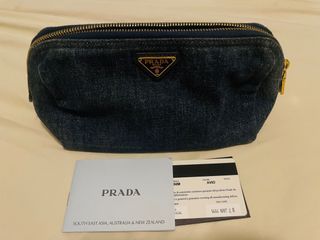Prada denim pouch- Authentic with cards, dustbag and paper bag