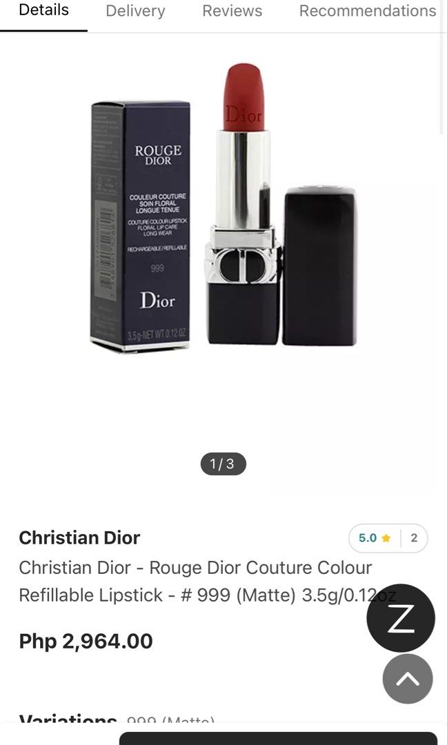 Rouge Dior Couture Colour - Strong Red #888 (Category: Makeup) located in Pasay City. Submitted by trishaarciga (Listing ID 1304465827, Image 1). Description: ORIGINAL DIOR LIPSTICKS 👄💄 Mga tester stocks po ito na never nagamit sourced from duty free singapore 💄☁️ Rustan's price is at 2600-2800 pesos Selling them for 900 each 😅 2 for 1600 3 for 2500 📍 General Trias, Cavite 📍 Taguig.