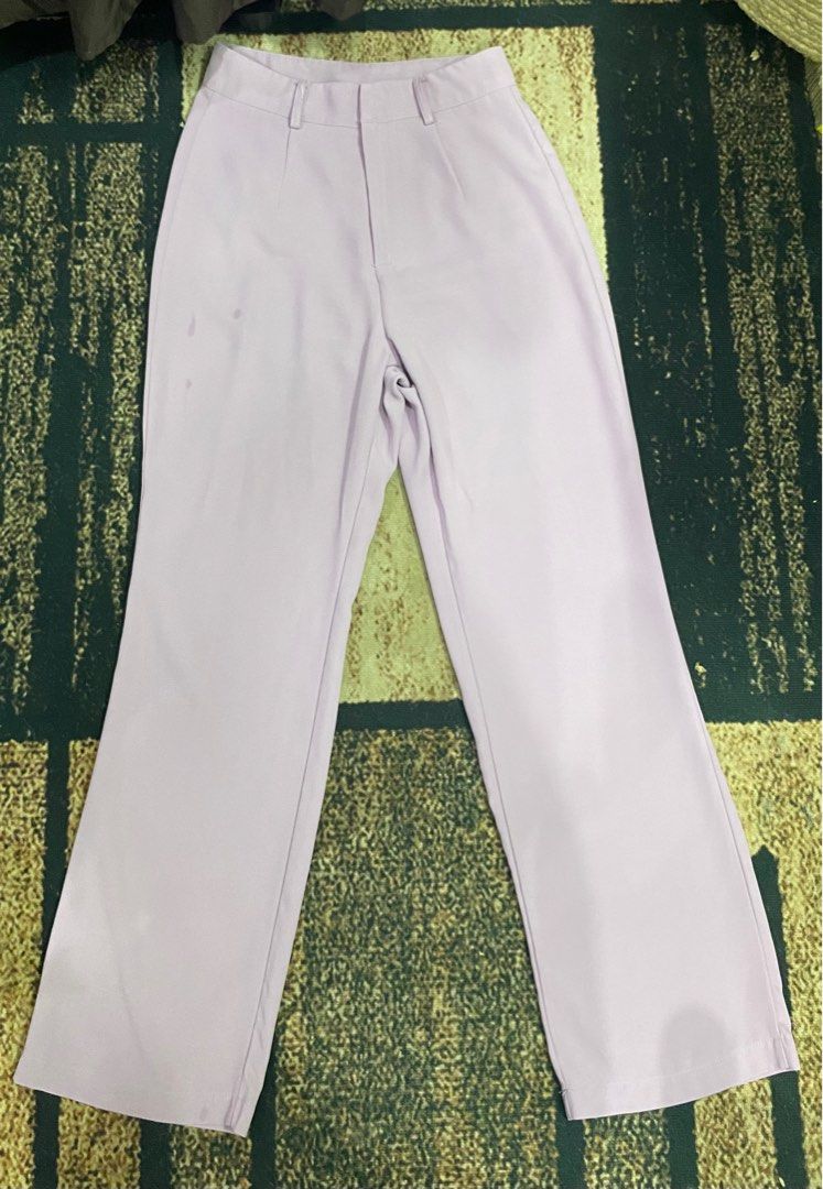 SHEIN - Lilac Purple Trousers (Category: Other Bottoms) located in Manila. Submitted by vimcorpuz (Listing ID 1304600426, Image 2). Description: Very pretty shade in actual! 💜 Swipe to the last to see actual measurement.