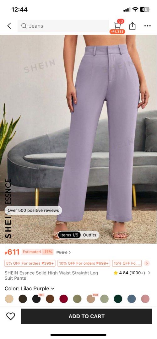 SHEIN - Lilac Purple Trousers (Category: Other Bottoms) located in Manila. Submitted by vimcorpuz (Listing ID 1304600426, Image 1). Description: Very pretty shade in actual! 💜 Swipe to the last to see actual measurement.