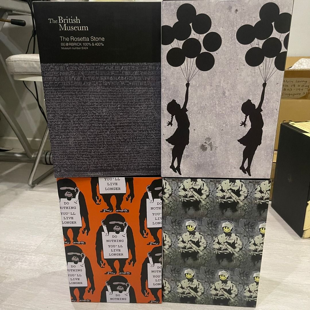 Banksy Bearbrick BE@RBRICK Monkey Sign Set 100% & 400% - Medicom - Neuf Scellé