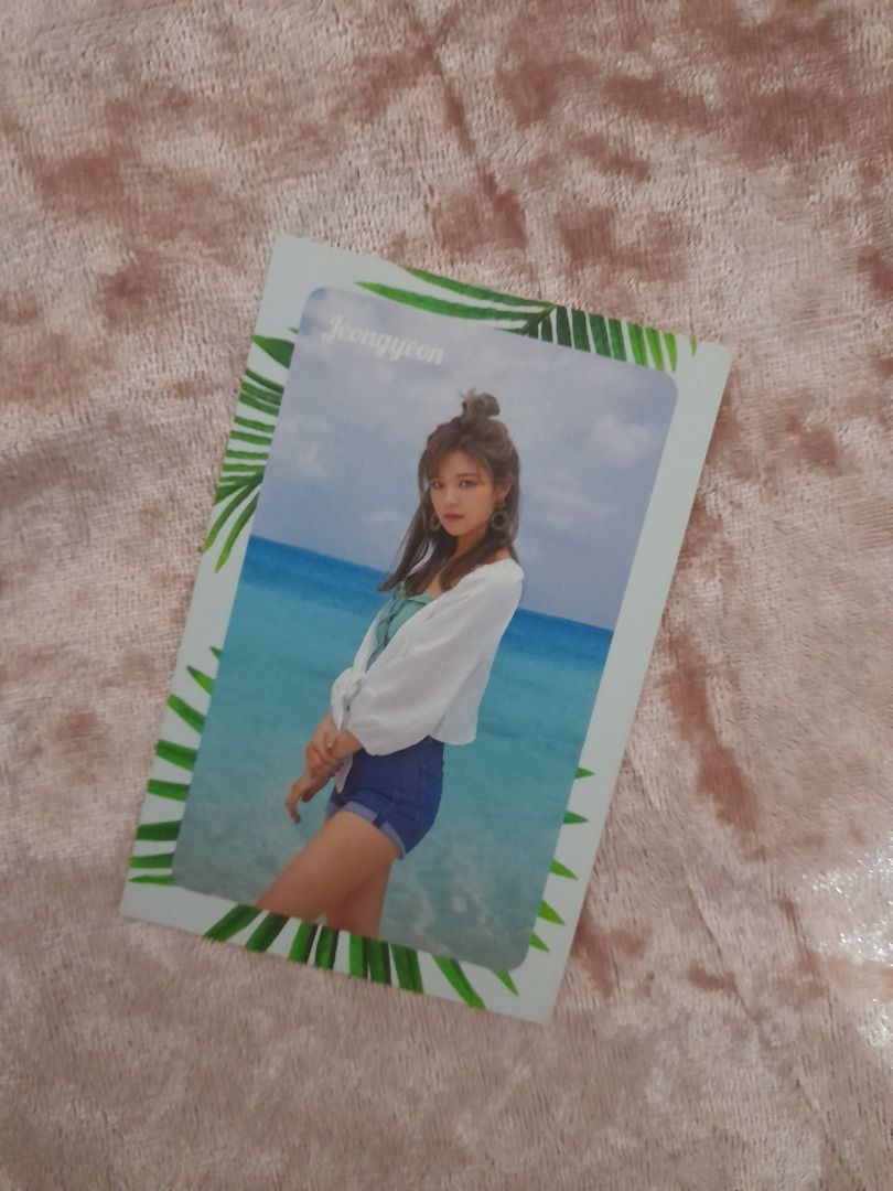 Twice Jeongyeon Photocards (Assorted, Tingi) (Category: K-Wave Merchandise) located in Makati City. Submitted by chaechains (Listing ID 1304564655, Image 2). Description: Twice Jeongyeon Photocards for sale. 80 each. - summer nights message photocard (no cellophane paper included) and has some dirt, sold for 30 (free if buying at least 5 PCs) - fol scratch card for 40 eras: what is love, summer nights, yes or yes, fancy, feel special, more and mo