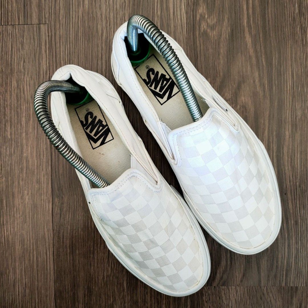 Grey and white checkerboard vans shop