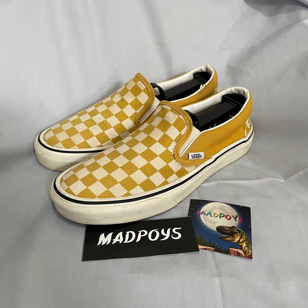 Yellow checkered vans sale