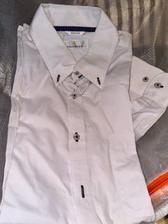 White longsleeves button down polo for men