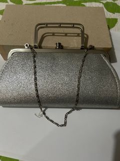 Womens glitter silver clutches bag