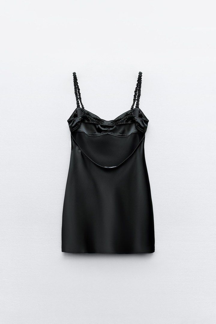 Zara old & new season mini satin slip dress black bow, Women's Fashion,  Dresses & Sets, Dresses on Carousell