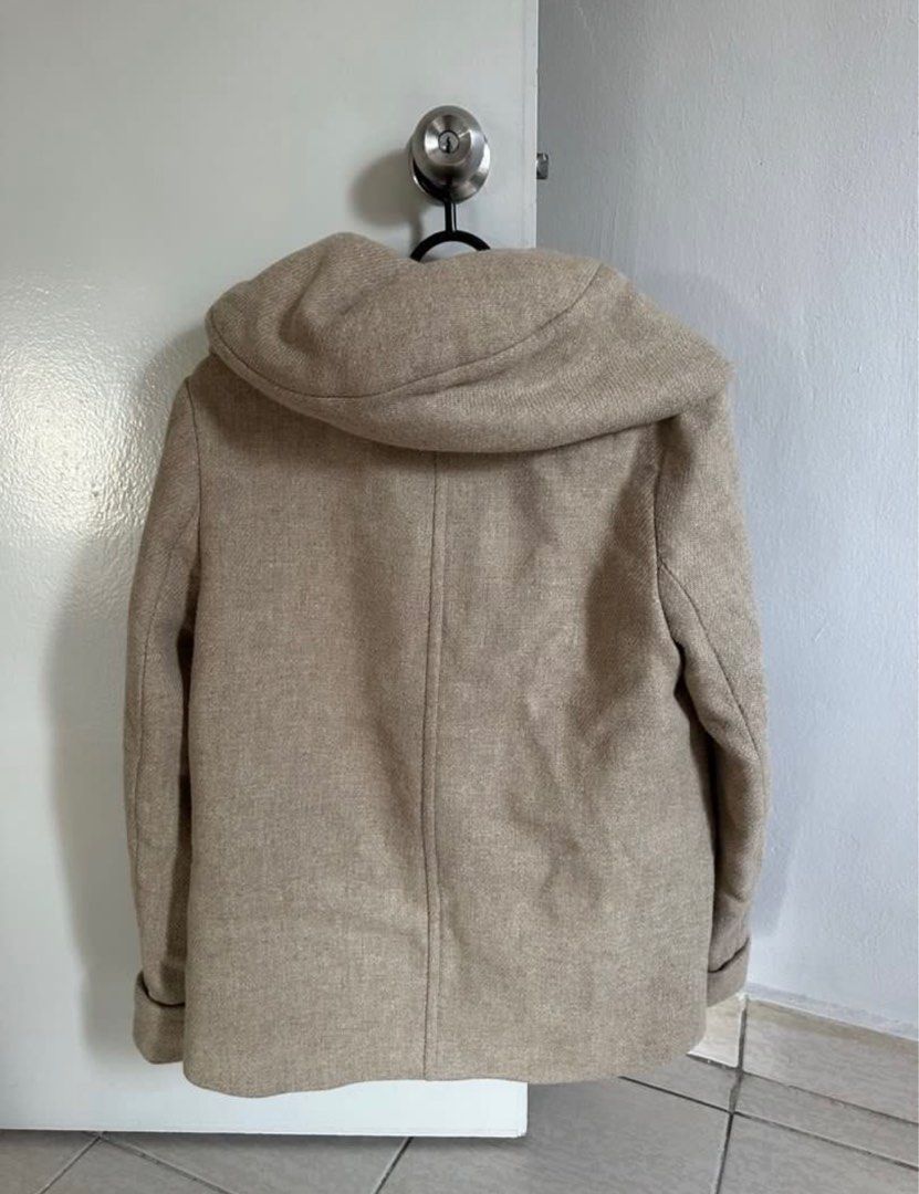 Zara wraparound collar coat in beige or black