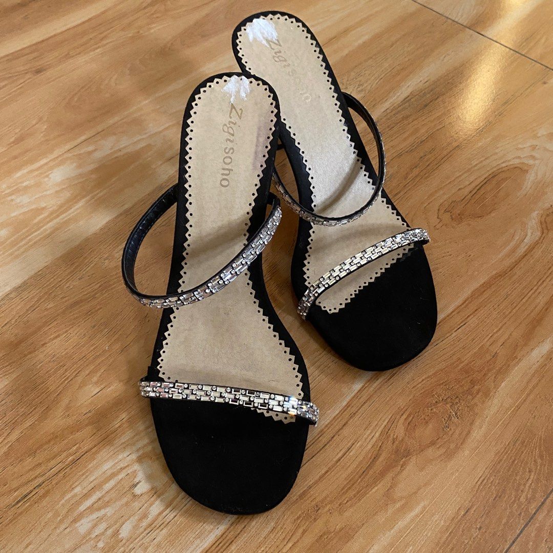 Zigi Soho Black Silver Heels Women s Fashion Footwear Heels on Carousell