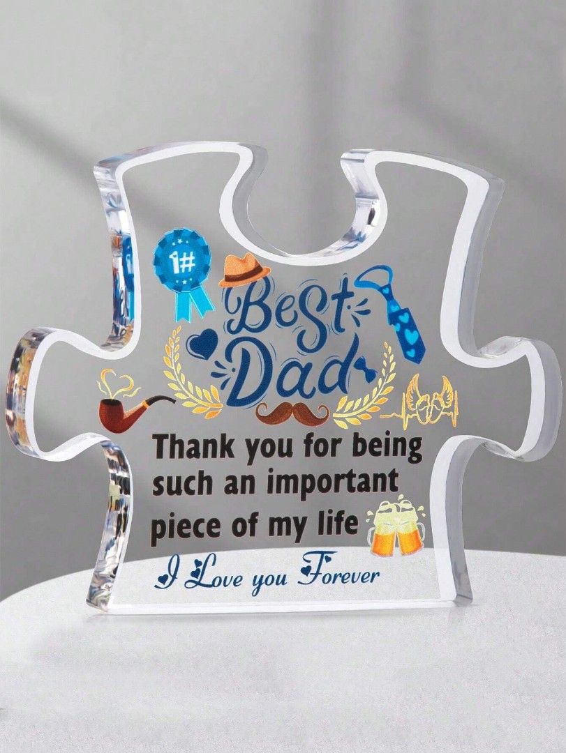 1pc Puzzle Shaped Acrylic Plaque Father's Day Birthday Gift