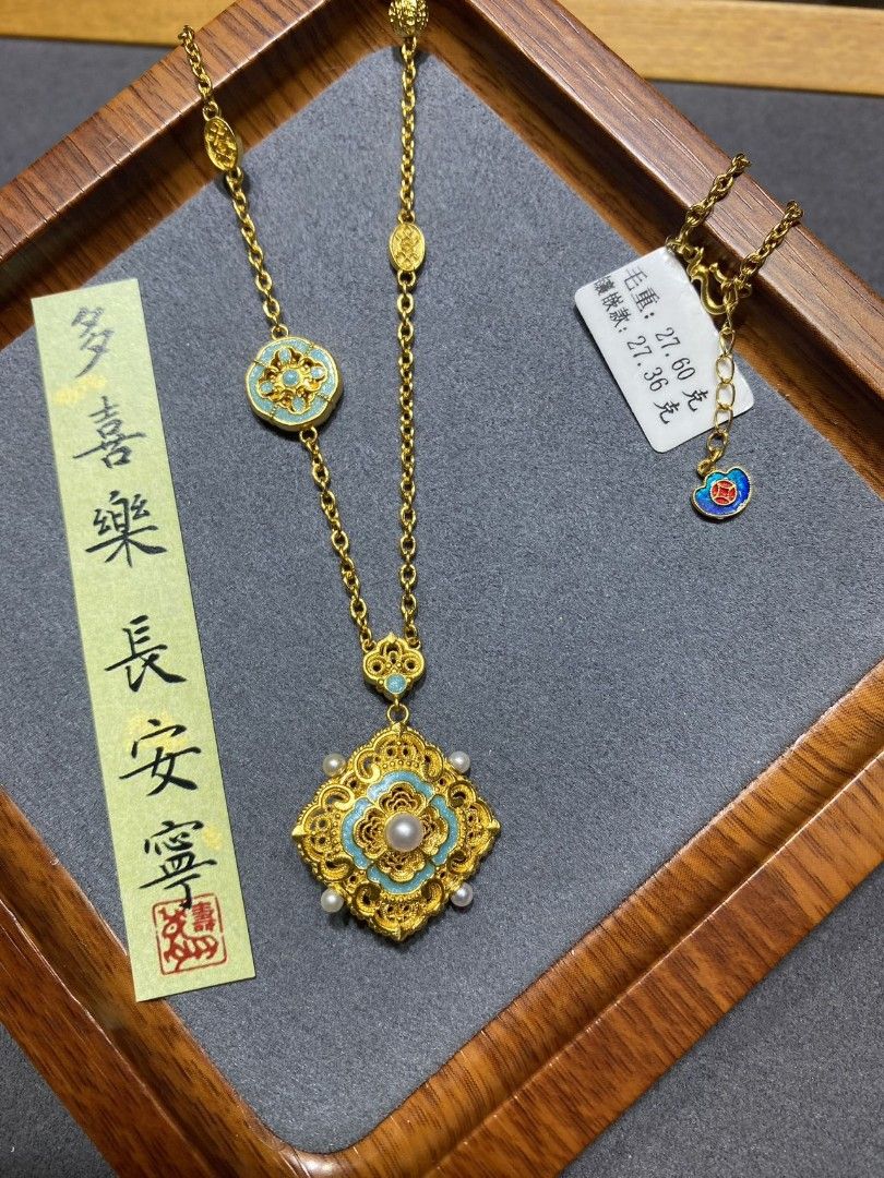 俐格珠寶批發 純金9999 黃金琺瑯項鍊 價格:洽詢