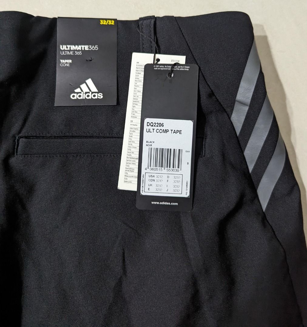Adidas golf ultimate 3 stripe trousers black store