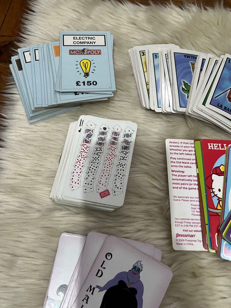 Assorted cards take all (Category: Raw Singles) located in Marikina City. Submitted by lay_away_ok (Listing ID 1304670291, Image 3). Description: Some are vintage Lucky 8 has 2 missing cards Go fish Old maid Miracle deck Sketchers Vintage islas canarias Monopoly Crazy eights .