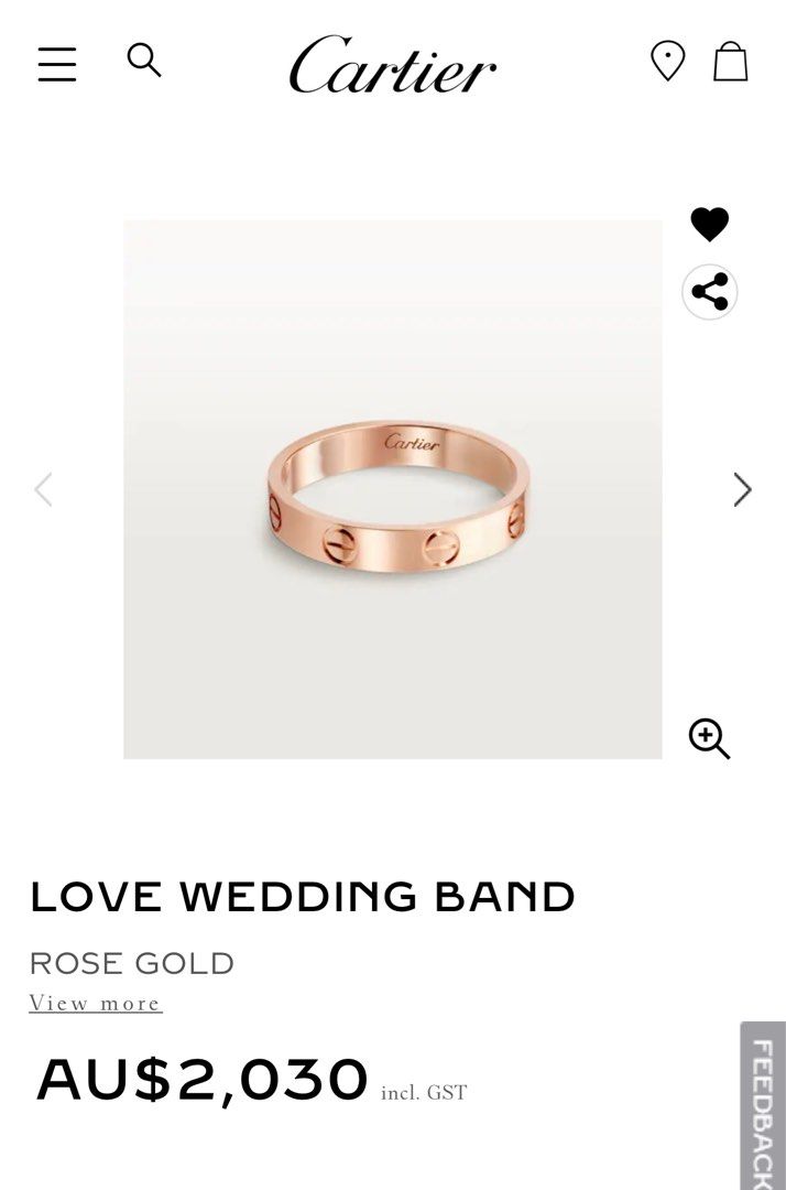 Auth Cartier Love wedding band 54 slim rose gold Women s Fashion Jewelry Organizers Rings on Carousell
