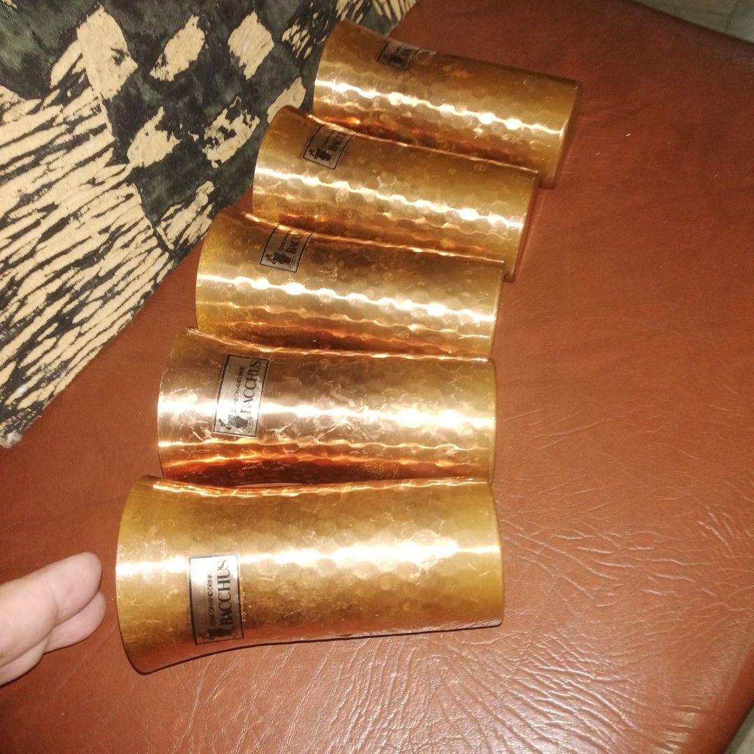 Bacchus copper tumbler (Category: Coffee & Tea Tableware) located in Paranaque City. Submitted by 4thestate.surplusan (Listing ID 1304790393, Image 1). Description: 5 pcs bacchus copper tumbler. Good condition..