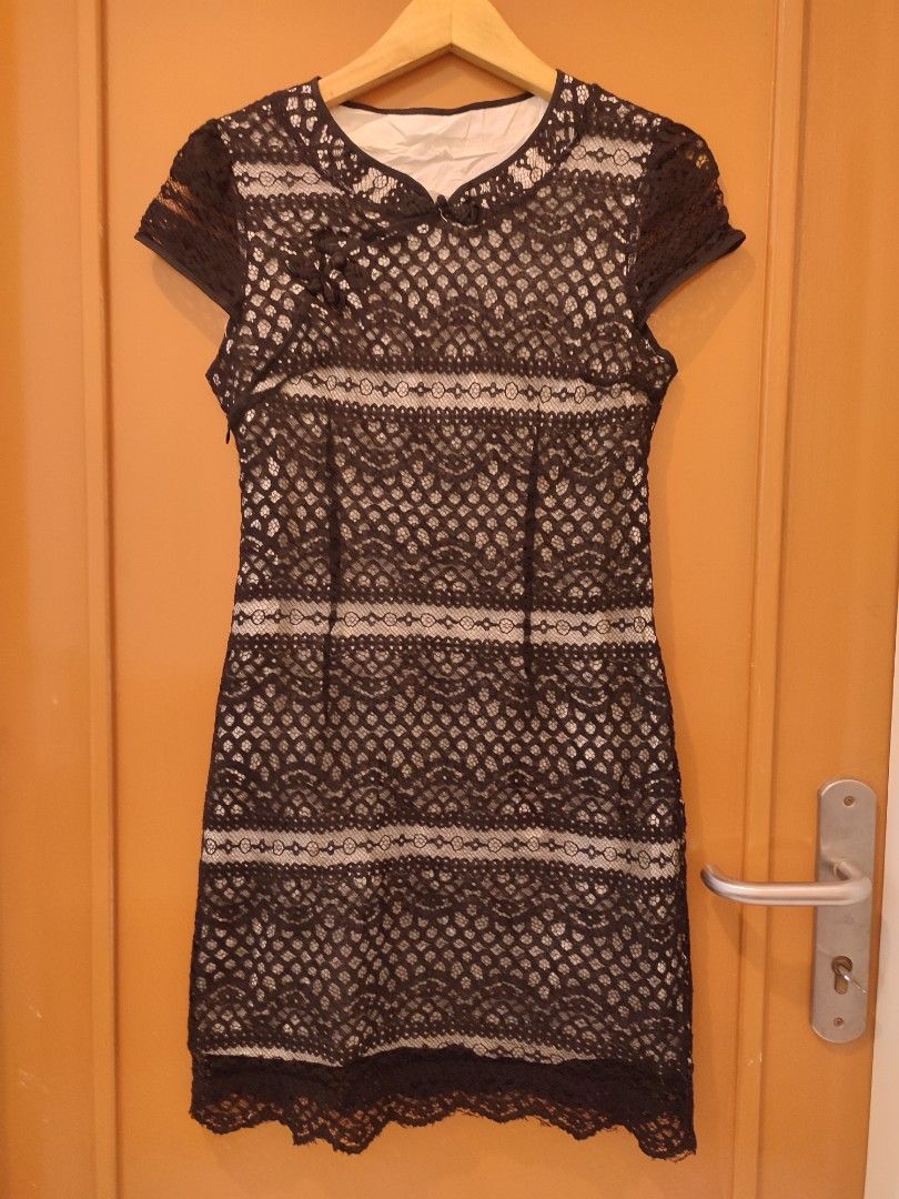 Beli 1 gratis 1 dress cheongsam brukat hitam