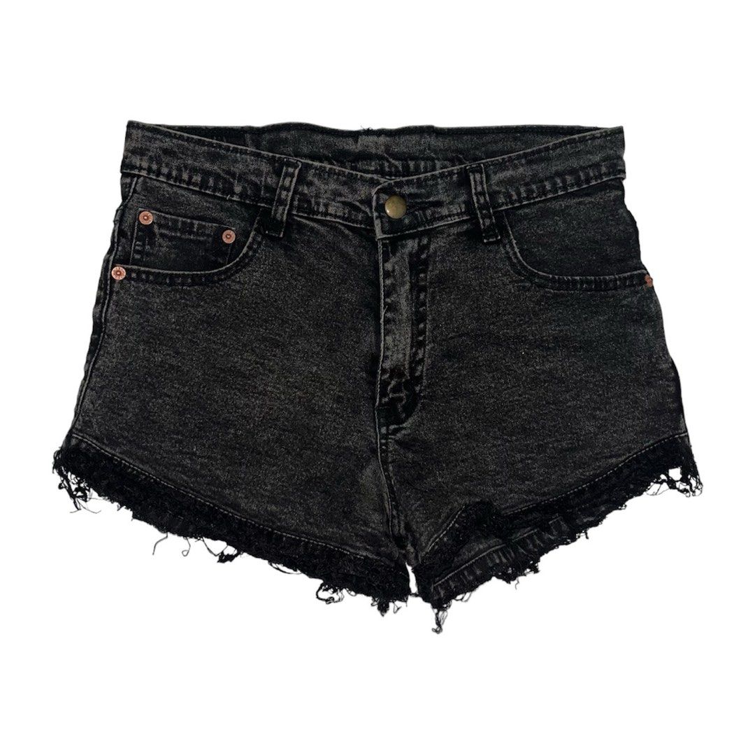 black denim distressed high waist shorts ulzzang aesthetic korean y2k cute thrifted vintage grunge trendy fashion cottagecore retro acubi fairycore milkmaid sanrio coquette balletcore Women s Fashion ...