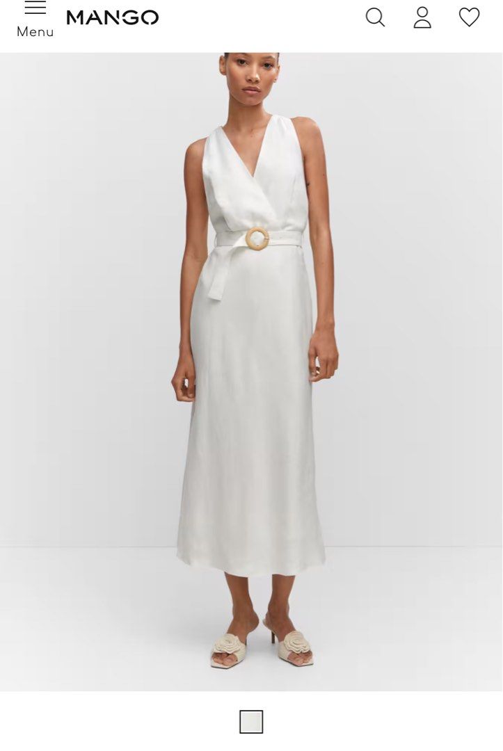 BN Mango Belt linen dress Women s Fashion Dresses Sets Dresses on Carousell