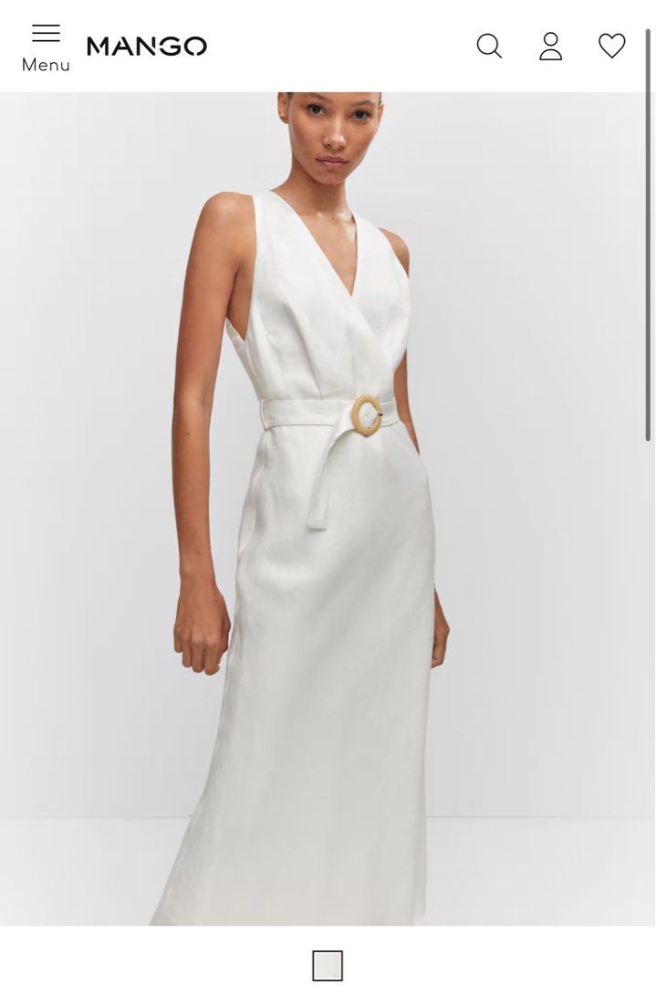 BN Mango Belt linen dress Women s Fashion Dresses Sets Dresses on Carousell